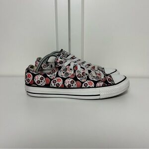 Converse ctas low black red dia de los muertos skull